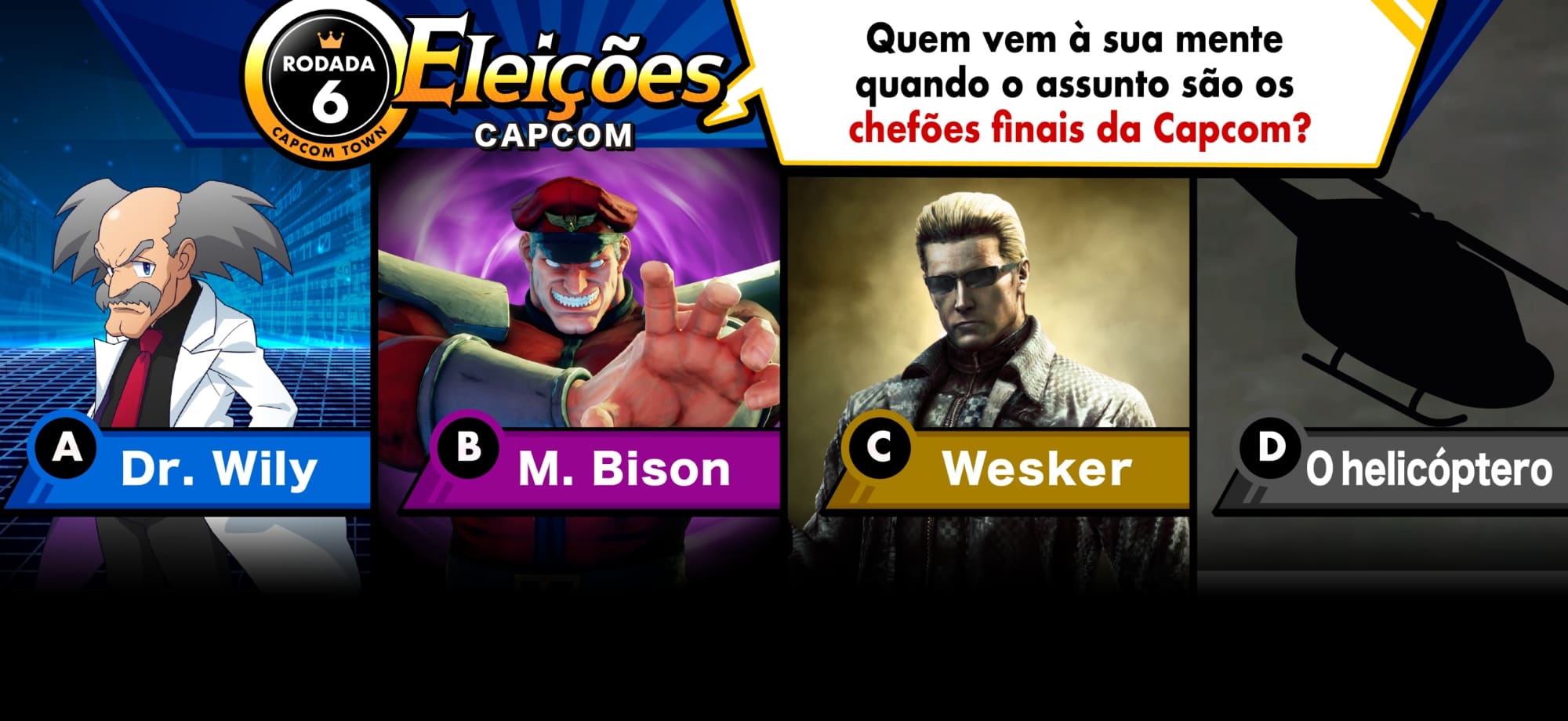 Eleições Capcom: Rodada 6: Quem vem à sua mente quando o assunto são os chefões finais da Capcom?