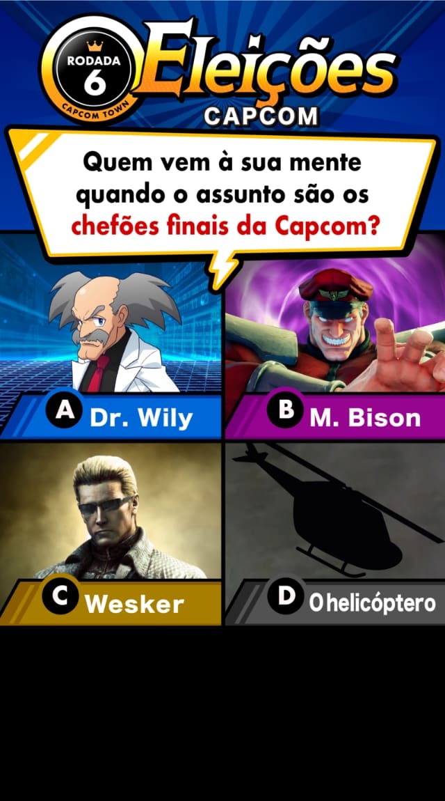 Eleições Capcom: Rodada 6: Quem vem à sua mente quando o assunto são os chefões finais da Capcom?