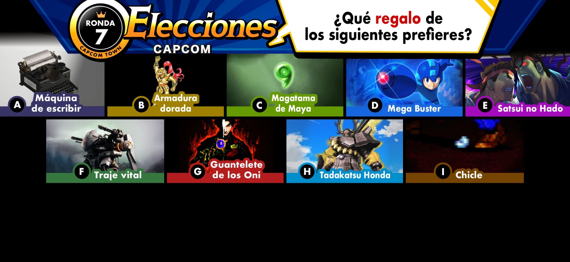 Elecciones de Capcom: ronda 7: ¿Qué regalo de los siguientes prefieres?