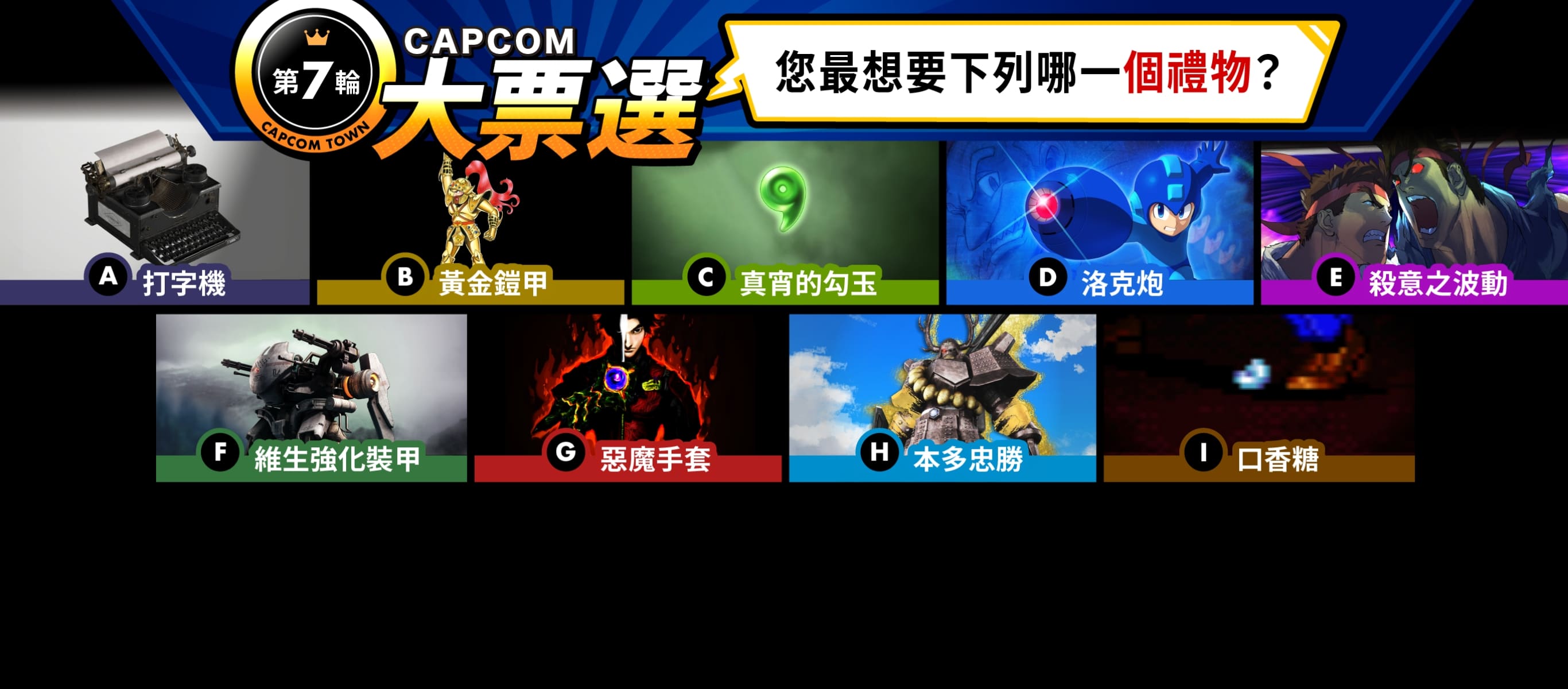 Capcom 大票選：第 7 輪 您最想要下列哪一個禮物？