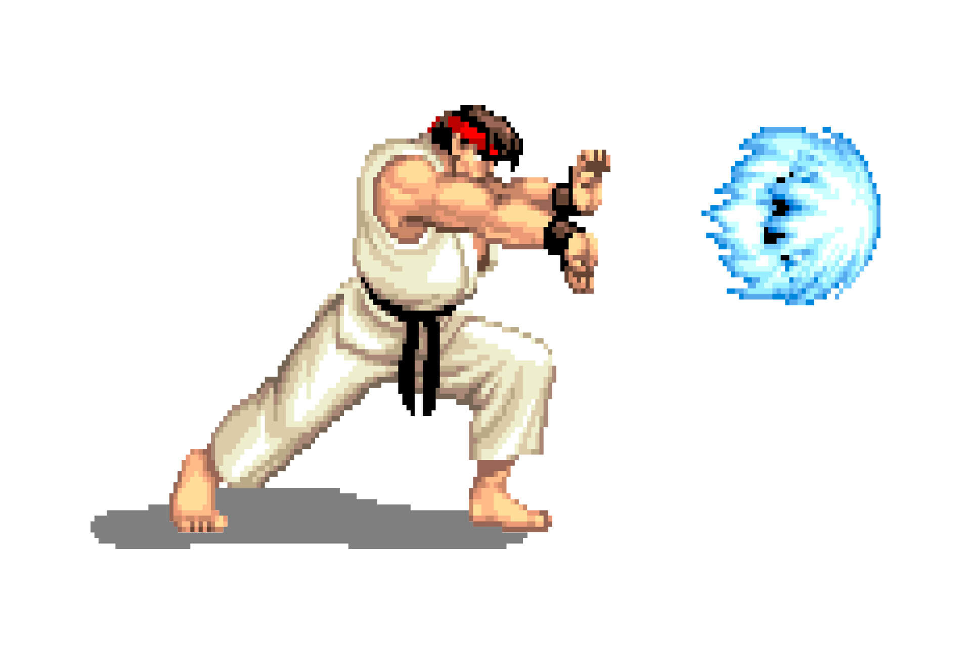 Momento epico do Ryu preparando um HADOUKEN no Street fighter II Victo